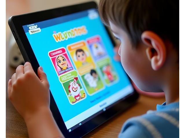 Tablet displaying WyndToys language learning app interface